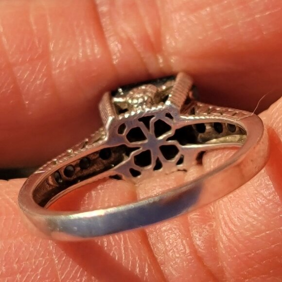 Designer SIRI USA 925 sterling silver asher cut topaz prong set with pave set da - Picture 12 of 16